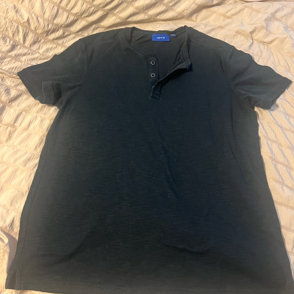 Apt. 9 Short Sleeve Navy Fitted Polo with buttons Men’s Size Large